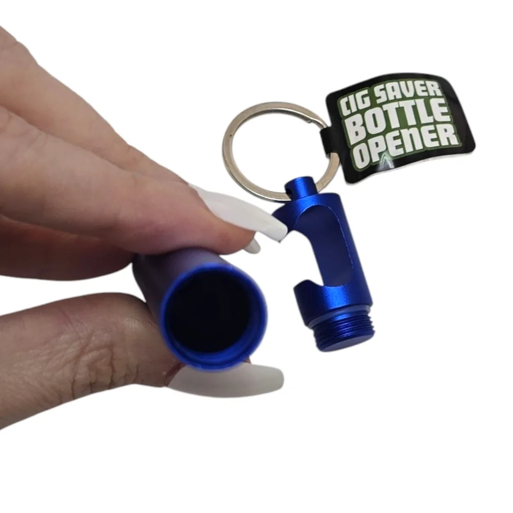 NWT Smokezilla Storage Tube Container Keychain with Bottle Opener Metallic Blue